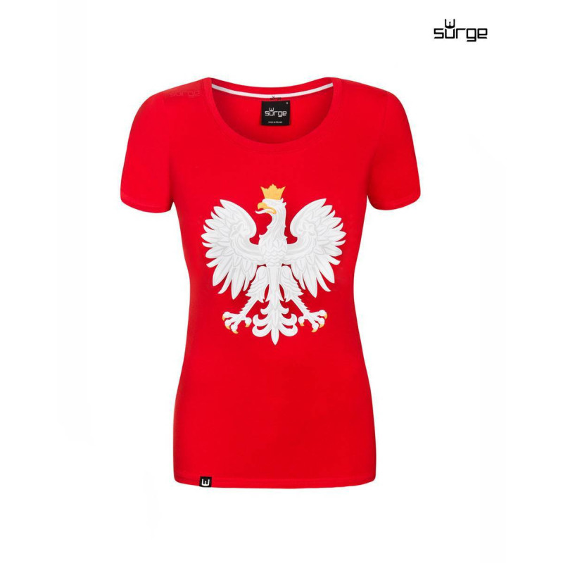 Koszulka patriotyczna damska Godło Polski (CZERWONA)